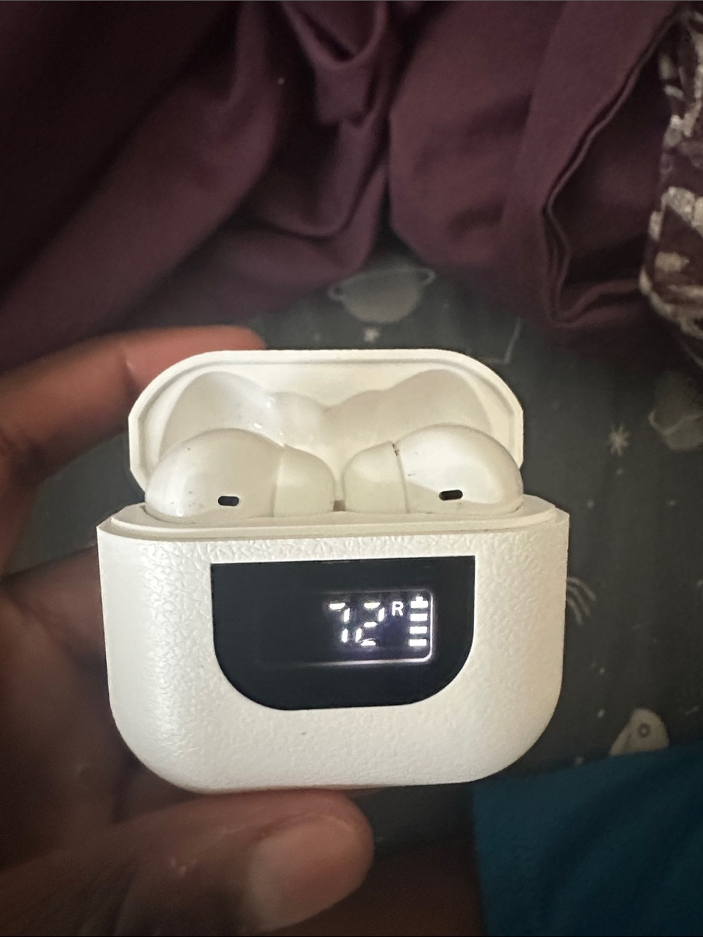 White True Wireless Earbuds with LED Display